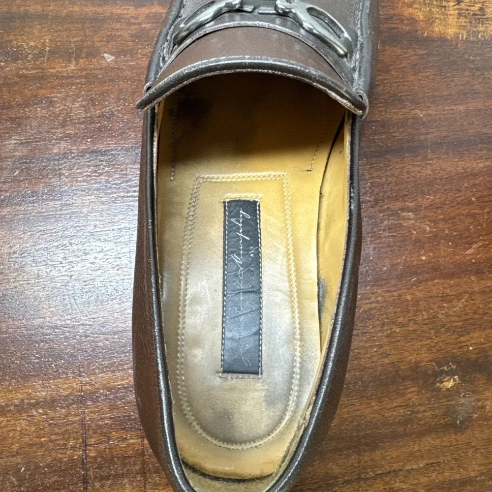 Johnston & Murphy Brown Pebbled Leather Horsebit Loafers Hand Crafted Italy 10M